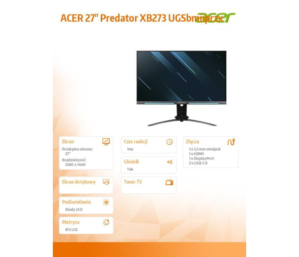 Acer Predator XB273UGSBMIIPRZX czarny HDR - 553918 - zdjęcie 6
